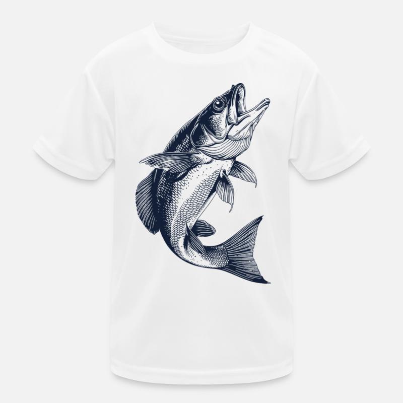 Springender Barsch | Vintage Angler Motiv Kinder Funktions-T-Shirt