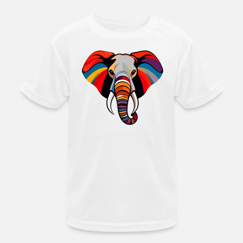 Bunter Elefantenkopf Kunst Pop Art Elefant Motiv Kinder Funktions-T-Shirt