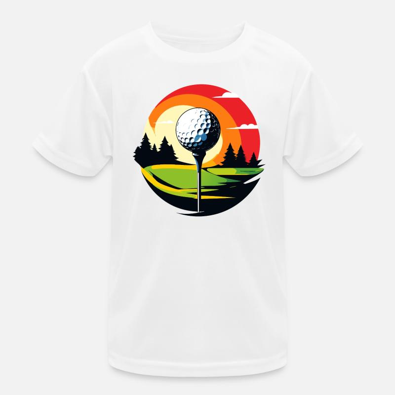 Golfball Golfplatz Golftee Landschaft Golf Motiv Kinder Funktions-T-Shirt