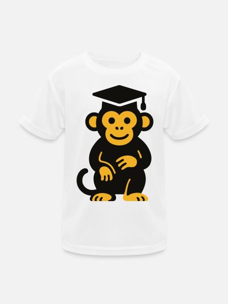 Graduation Monkey Icon Tee - Kids Functional T-Shirt - white