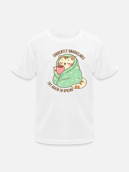 Kätzchen in einer Decke mit einer Tasse Kakao - Kinder Funktions-T-Shirt - Weiß - Vorne