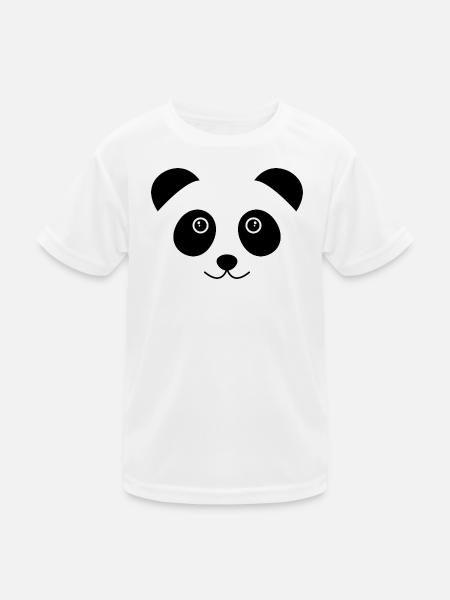 Panda-Gesicht - Kinder Funktions-T-Shirt - Weiß - Vorne