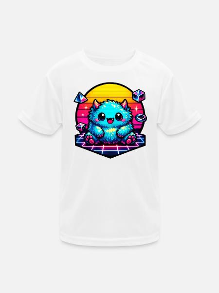 Neon fluffy monster - Kids Functional T-Shirt - white - Front