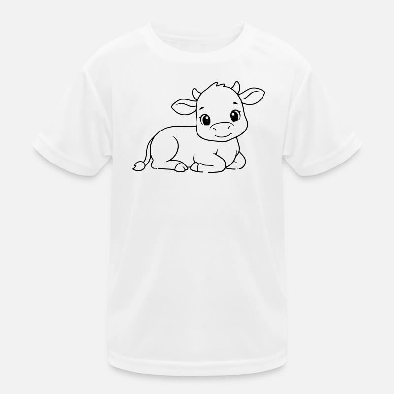 Silhouette du bébé vache veau allongée T-shirt sport Enfant