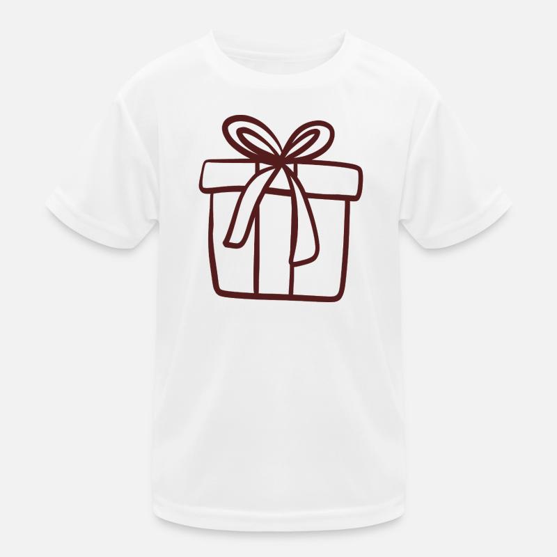 Gift Box Line Art Kids Functional T-Shirt