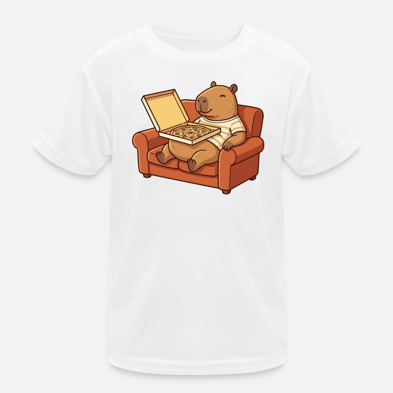 Capybara Sofa Pizza gemütliches Tierdesign Kinder Funktions-T-Shirt