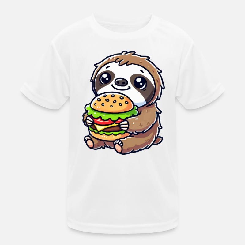 Süßes Faultier mit Burger Kinder Funktions-T-Shirt