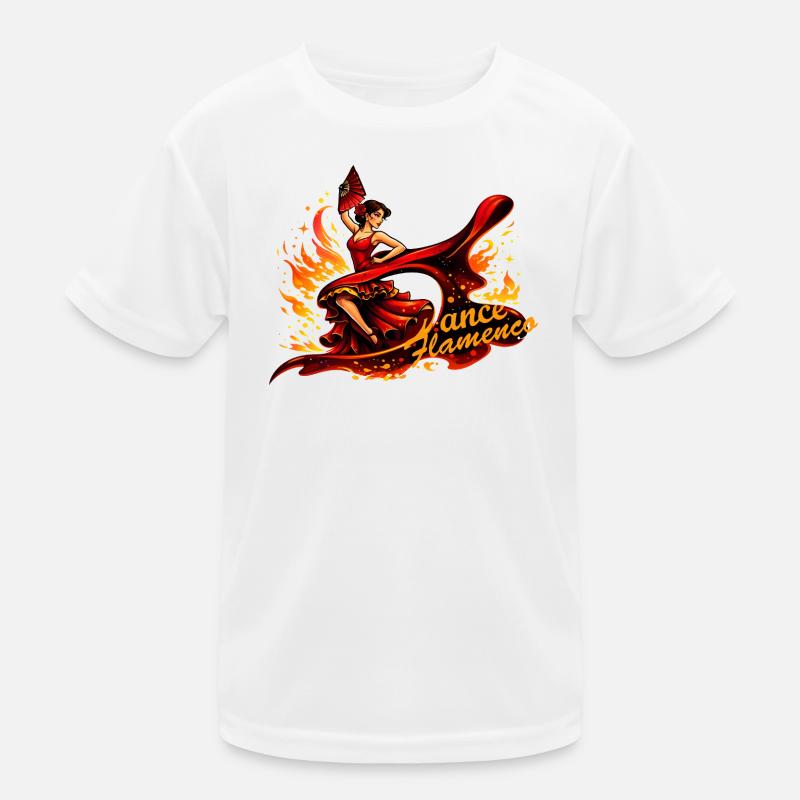 Flamenco Tänzerin mit Feuer und Fächer  Kinder Funktions-T-Shirt