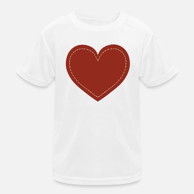 Stitched Brown Heart Emblem Kids Functional T-Shirt