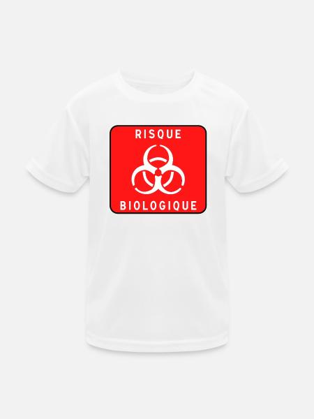 Biologisches Gefahrzeichen, Infektionsrisiko, Material - Kinder Funktions-T-Shirt - Weiß - Vorne