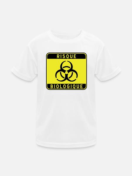 Biologisches Gefahrzeichen, Infektionsrisiko, Material - Kinder Funktions-T-Shirt - Weiß - Vorne