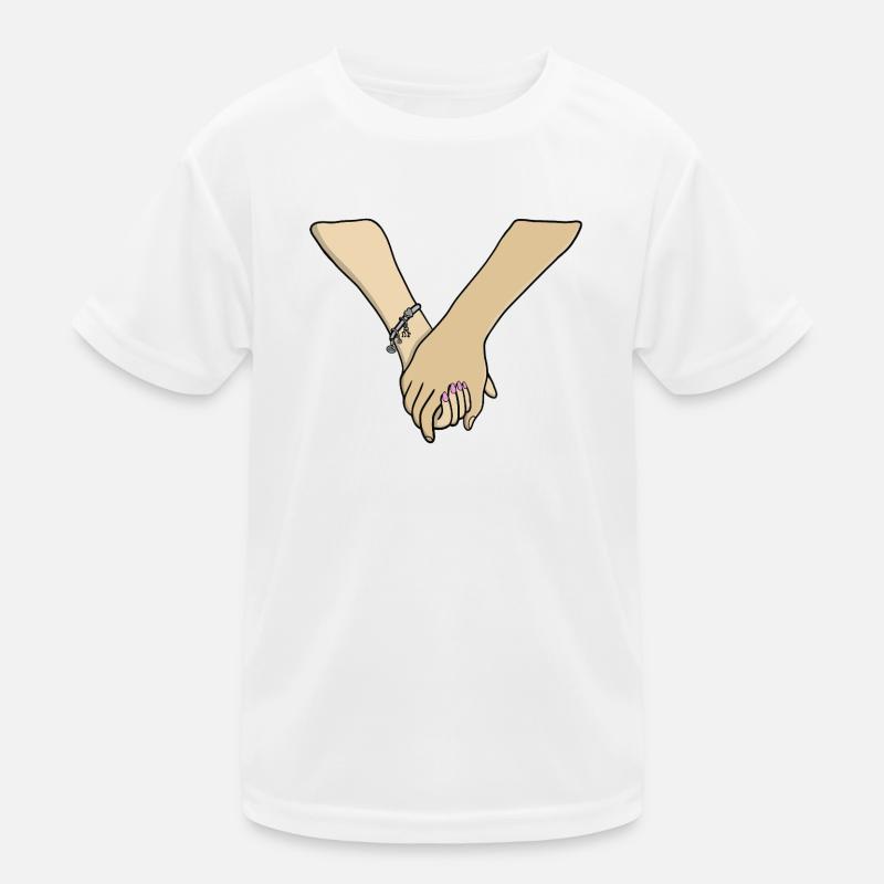 Romantisches Paar, das Händchen hält, Valentine Kinder Funktions-T-Shirt