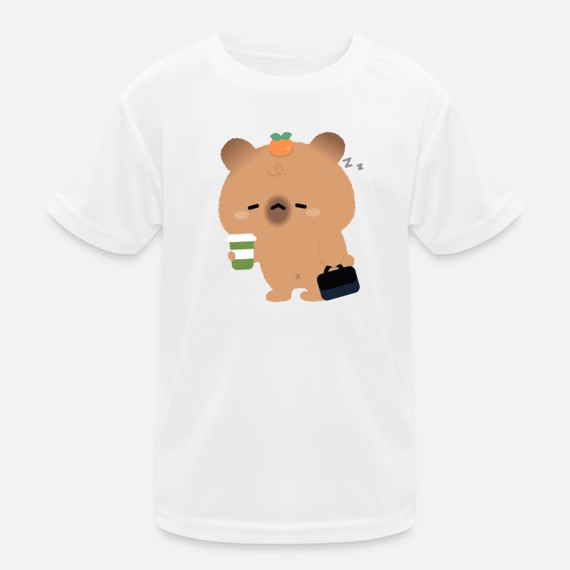 Müde Capybara mit Kaffee Kinder Funktions-T-Shirt