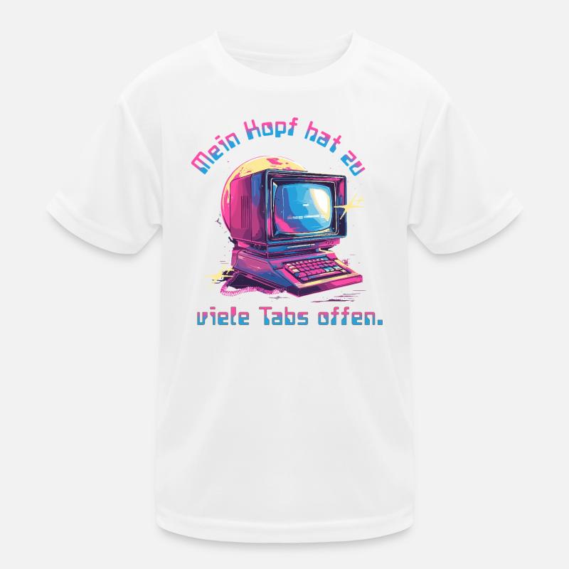 Vintage Computer Neon Tabs Open - Kids Functional T-Shirt - white
