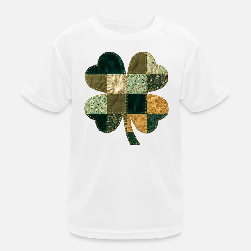 Patchwork Kleeblatt Quilt Stil Kinder Funktions-T-Shirt