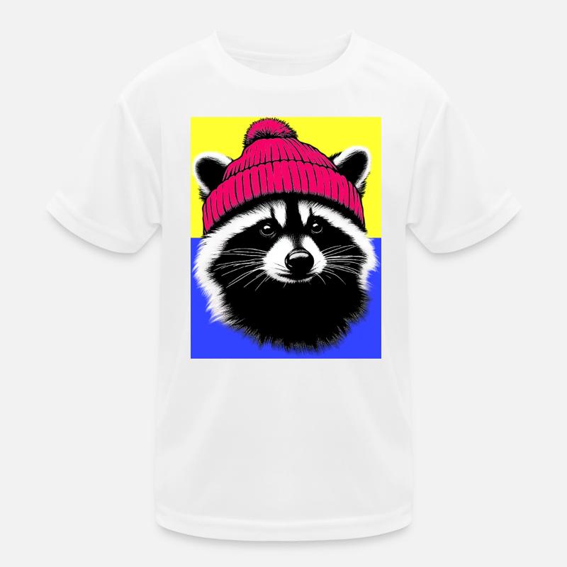 Waschbär - Kinder Funktions-T-Shirt - Weiß