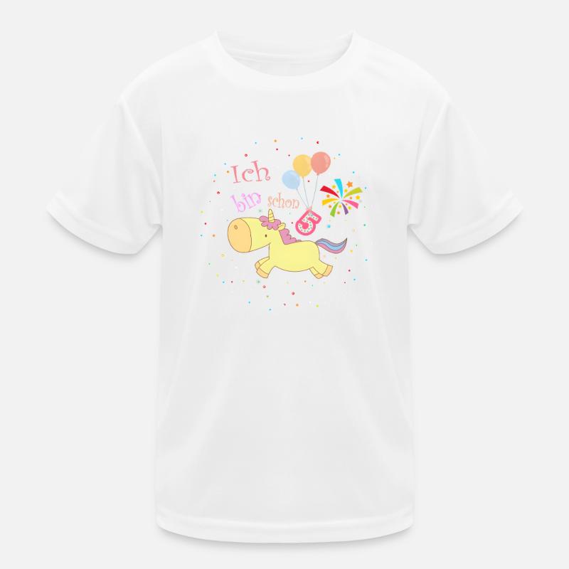 5. Geburtstag Einhorn: Ich bin schon 5 Design Kinder Funktions-T-Shirt