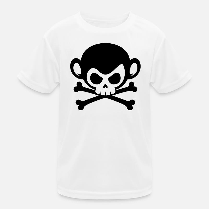 Skull monkey with crossed bones Kids Functional T-Shirt