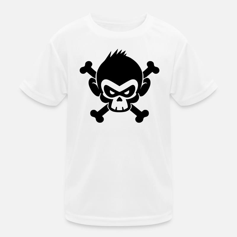 Skull monkey with crossed bones Kids Functional T-Shirt