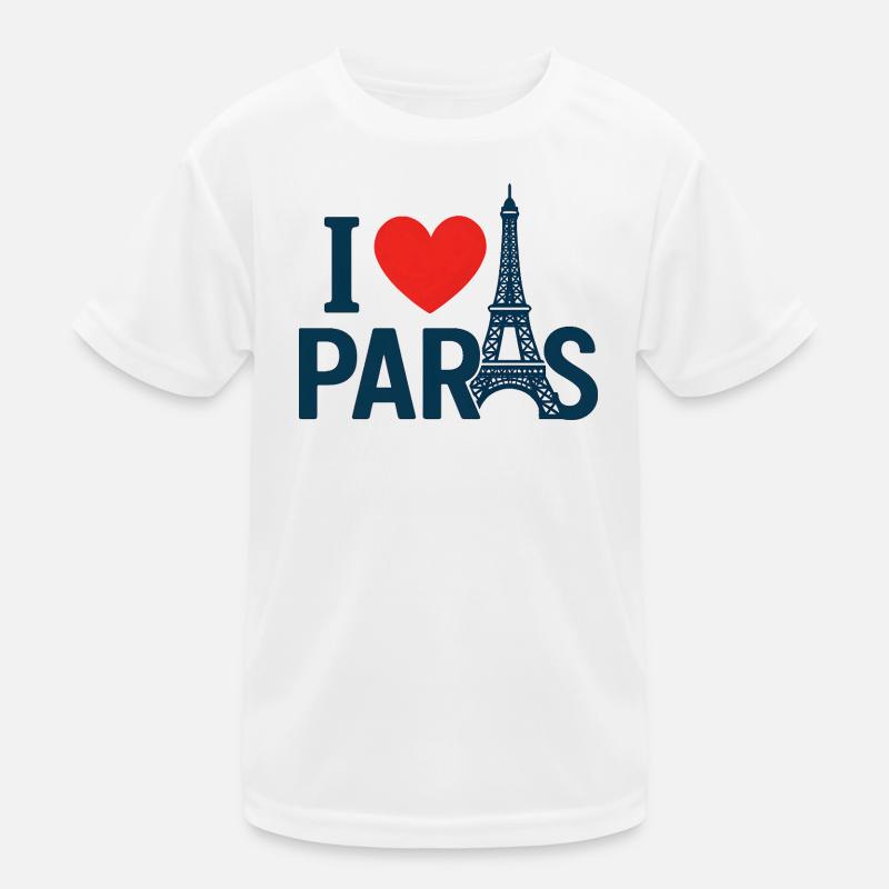 I love Paris and the Eiffel Tower Kids Functional T-Shirt