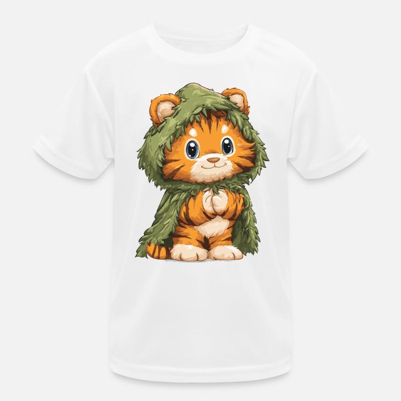 Cuddly tiger in a moss cape Kids Functional T-Shirt