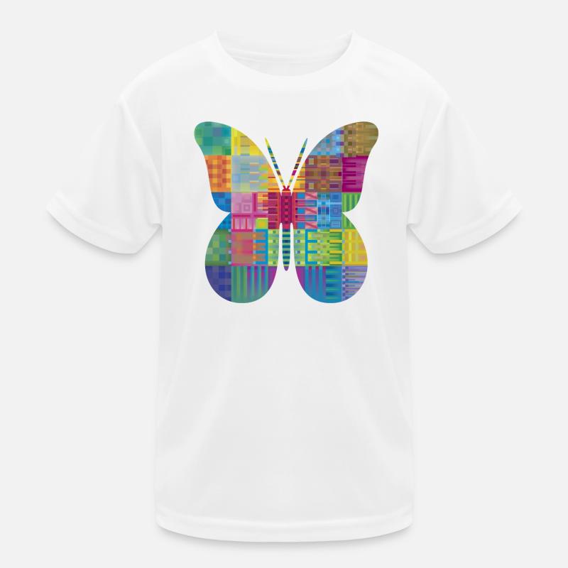 Bunter Patchwork-Schmetterling Kinder Funktions-T-Shirt