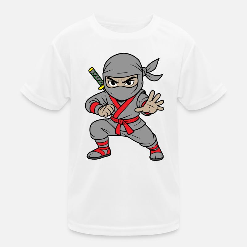 Grey Ninja Shadow Warrior  Kids Functional T-Shirt