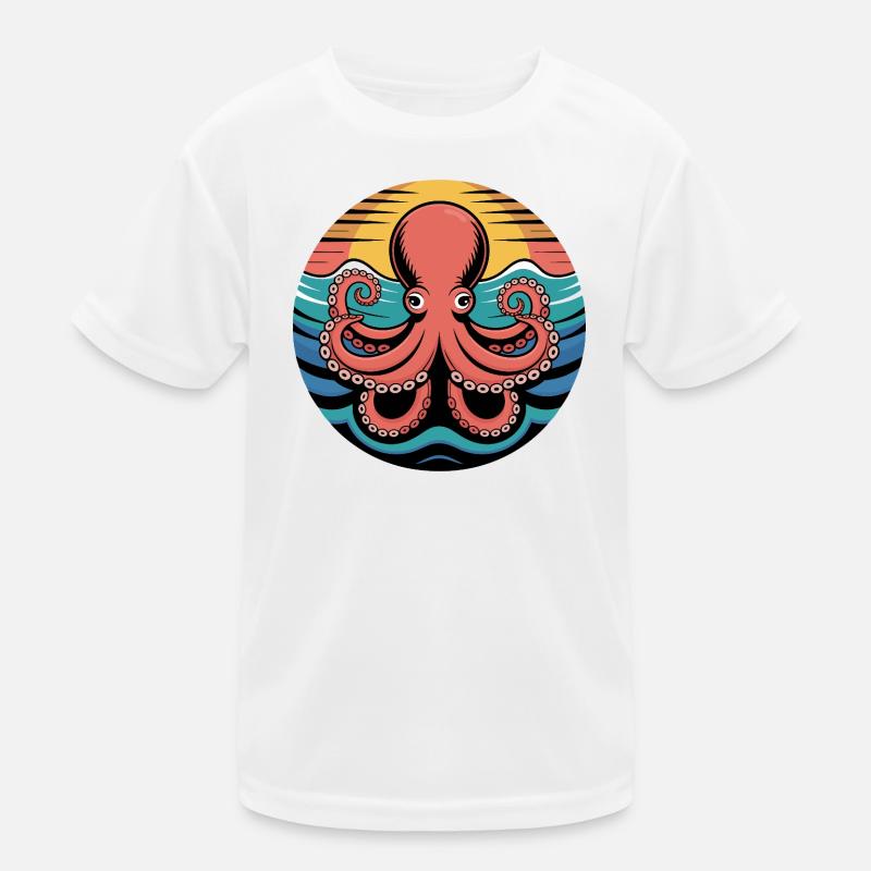 Motif rétro de calamar coucher de soleil T-shirt sport Enfant