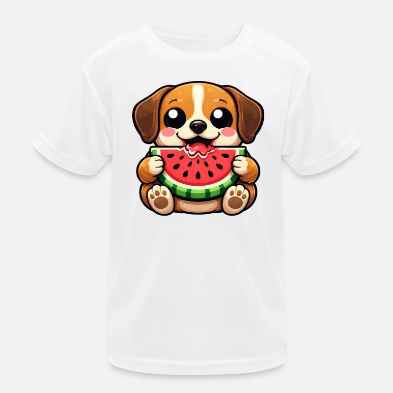Dessin animé de petit beagle mignon Chibi Kawaii Melon T-shirt sport Enfant