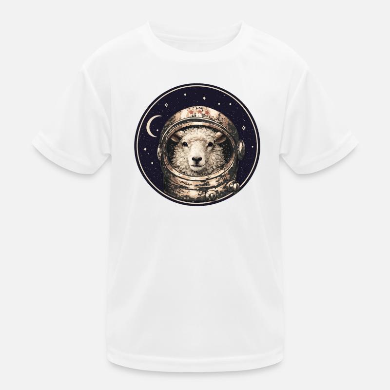 Astronaut sheep in orbit Kids Functional T-Shirt