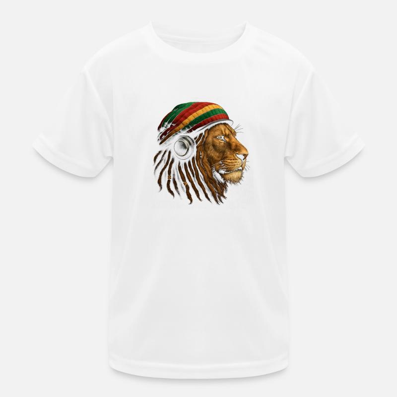 Löwe mit Rastafari Kopfhörer Kinder Funktions-T-Shirt