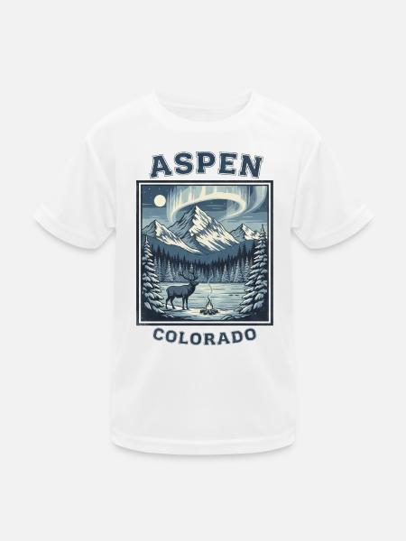 Aspen Colorado Winterurlaub Wandern Skifahren - Kinder Funktions-T-Shirt - Weiß - Vorne