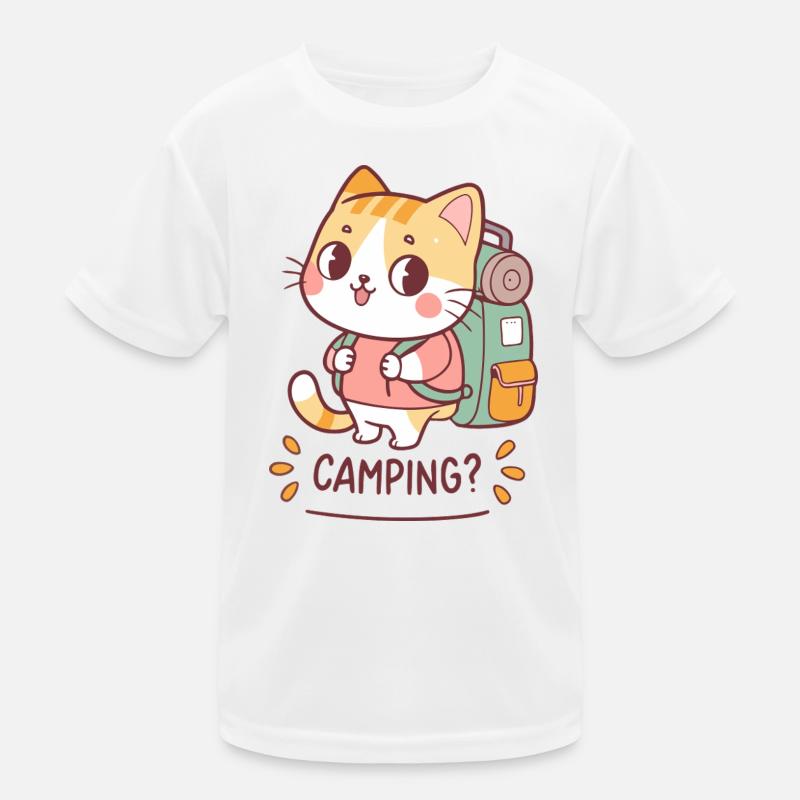 Chat Campeur Kawaii et Backpack T-shirt sport Enfant