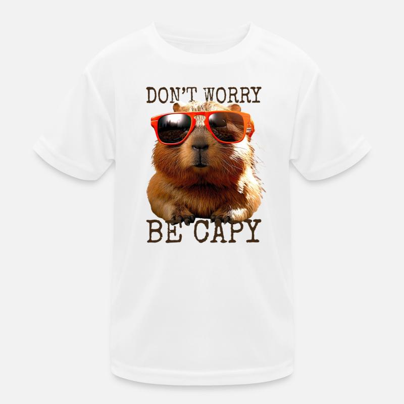 Capybara Dont Worry Be Capy Capybara Rodent Kids Functional T-Shirt