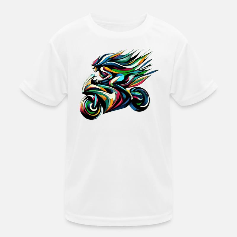 Colorful Flow Moto Illustration Kids Functional T-Shirt