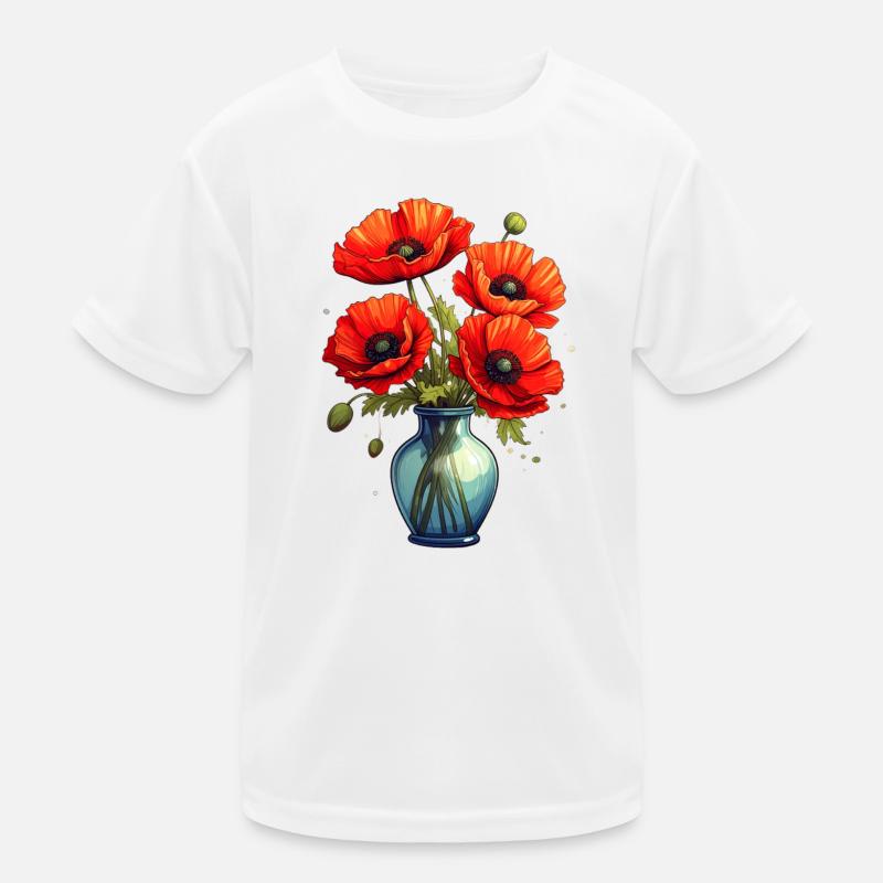 Vase mit Mohnblumen Kinder Funktions-T-Shirt