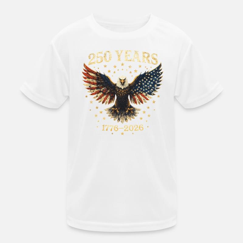 250 Years America Anniversary 1776-2026 Eagle Flag Kids Functional T-Shirt