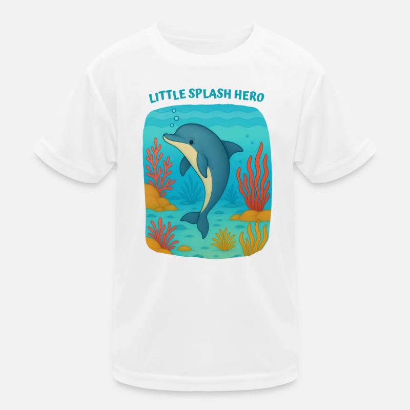 Spritzender Delfin-Held Kinder Funktions-T-Shirt