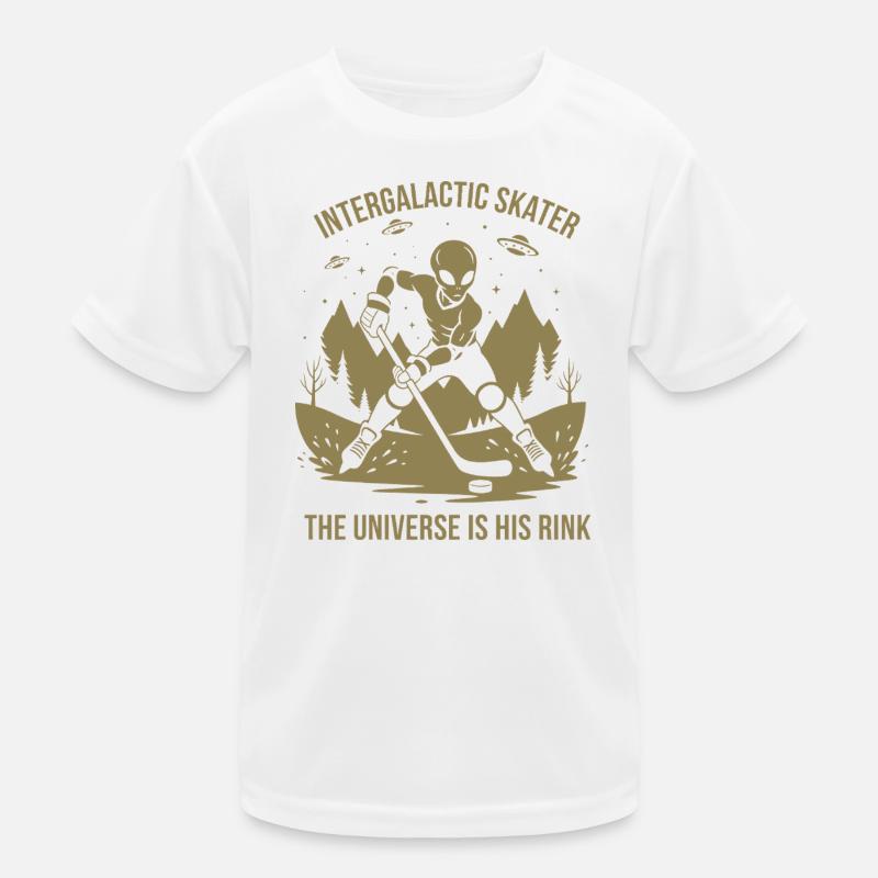 Außerirdische Eishockeyspieler UFO Silhouette Desi Kinder Funktions-T-Shirt