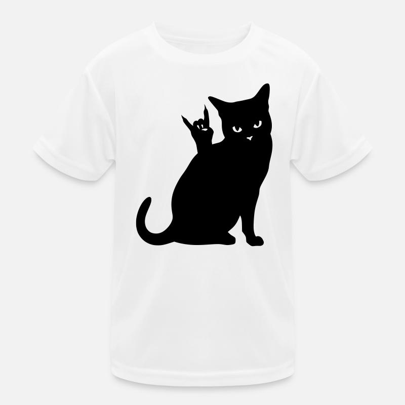 Black Cat – Devil Horns Silhouette Kids Functional T-Shirt