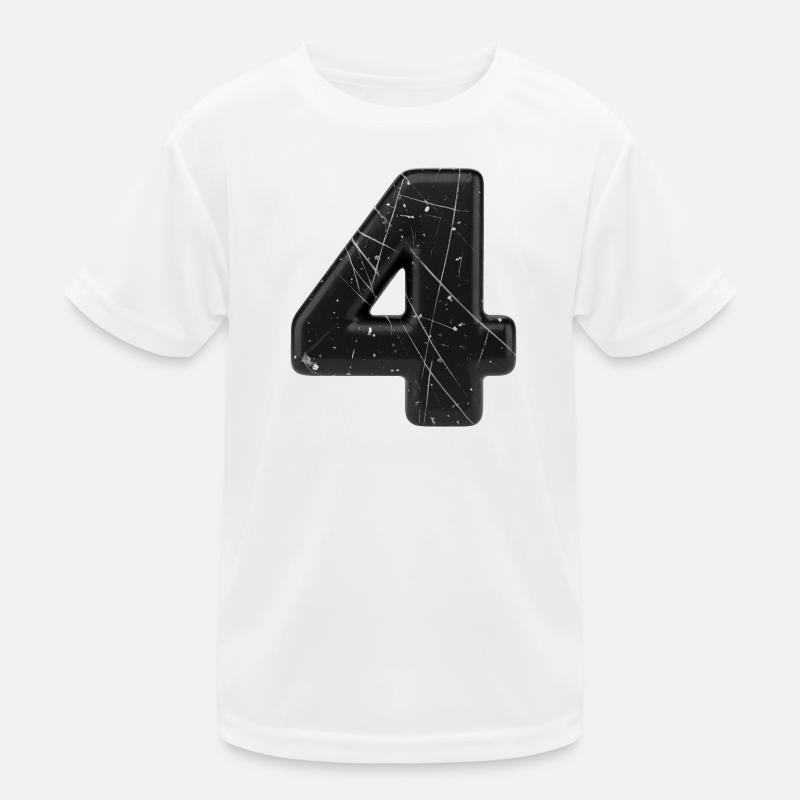 Schwarze 4 mit Spritzern Kinder Funktions-T-Shirt