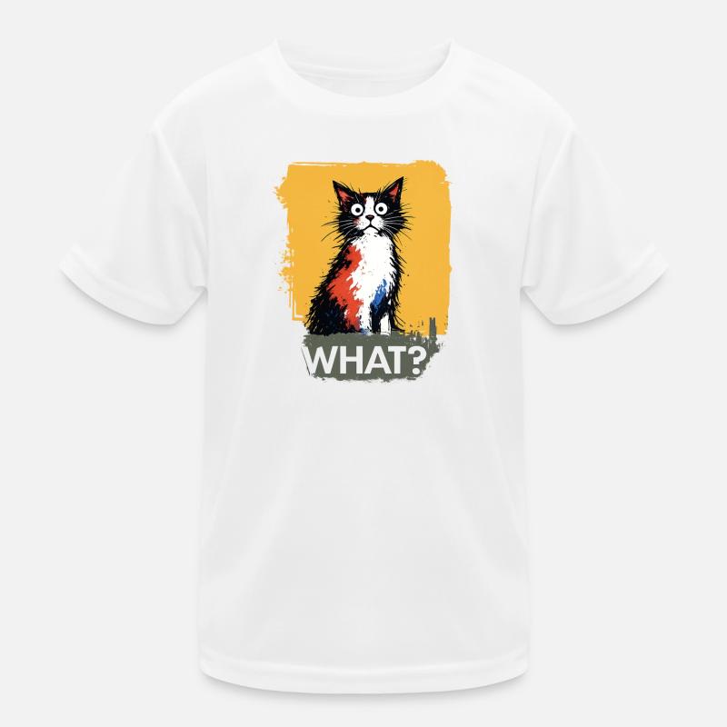 Bunte Katzenkunst mit WHAT Kinder Funktions-T-Shirt