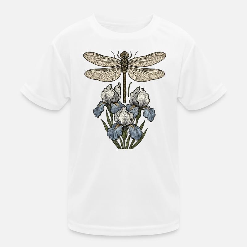 Libelle über Irisblüten Kinder Funktions-T-Shirt