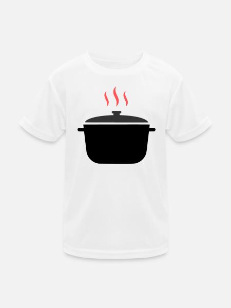 Kochtopf Dampf Kochen - Kinder Funktions-T-Shirt - Weiß - Vorne