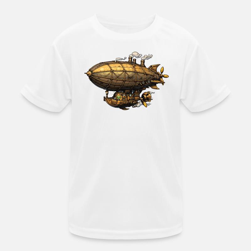 Steampunk Luftschiff Zeppelin Kinder Funktions-T-Shirt
