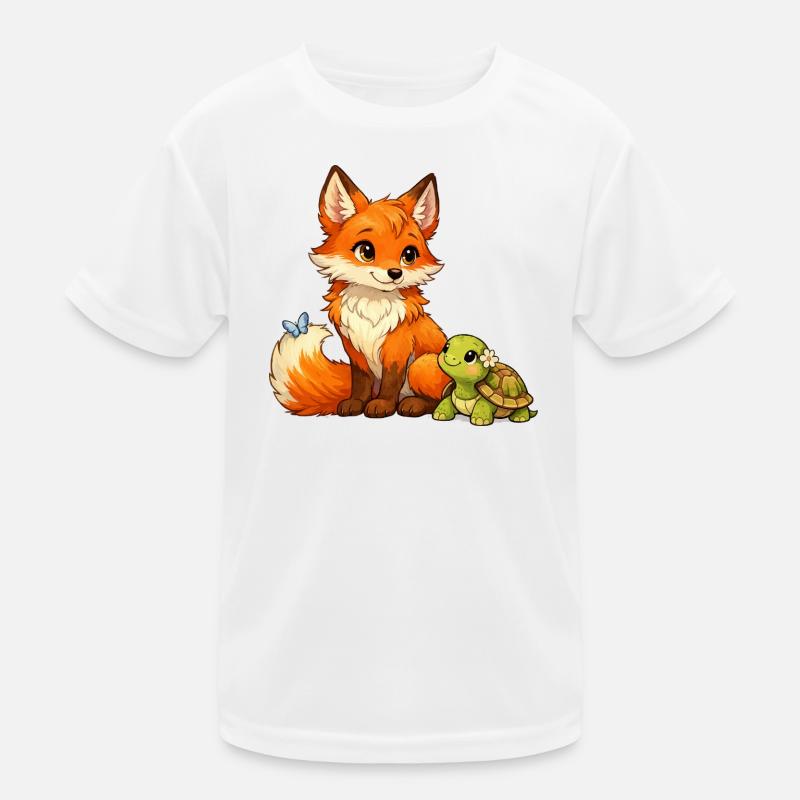 Fuchs und eine niedliche Schildkröte Kinder Funktions-T-Shirt