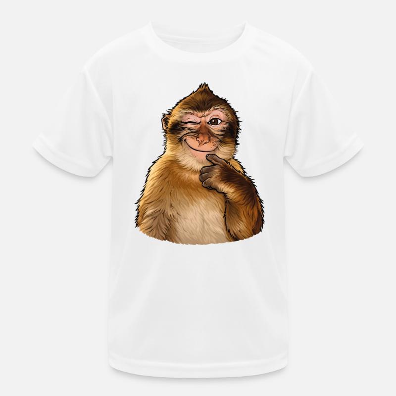 Lustiger augenzwinkernder Affe Kinder Funktions-T-Shirt