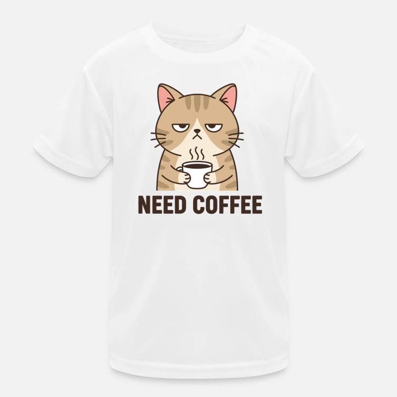 Kaffee Wütende Katze Kinder Funktions-T-Shirt
