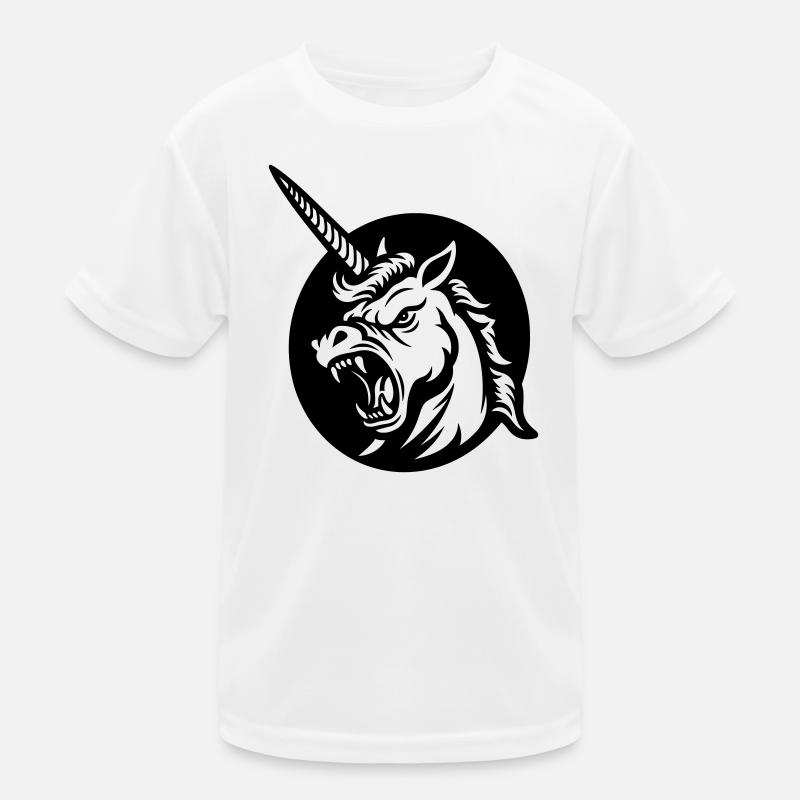 Brüllendes Einhorn – Aggressiver Einhornkopf Kinder Funktions-T-Shirt