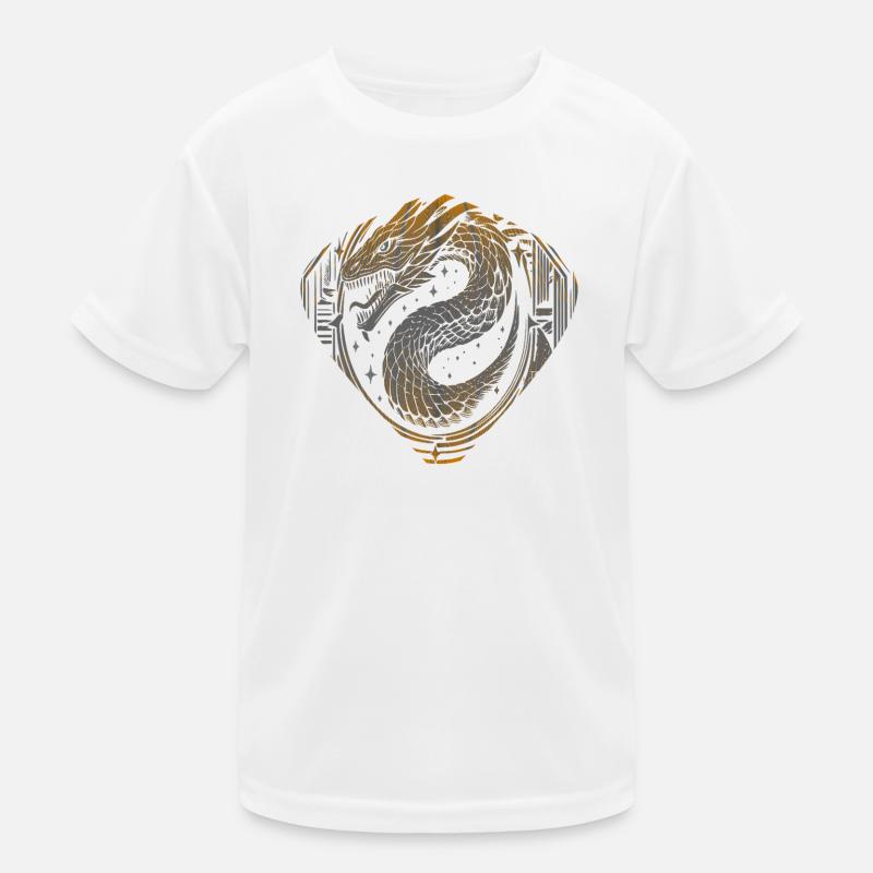 Serpent Dragon Céleste - Or & Argent Cosmique T-shirt sport Enfant